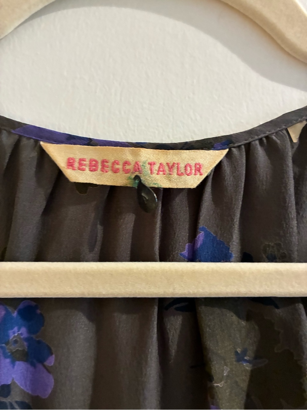 Rebecca Taylor Gray with Blue Floral Ruffle Front Dress *MOVING SALE* - Picture 2 of 4